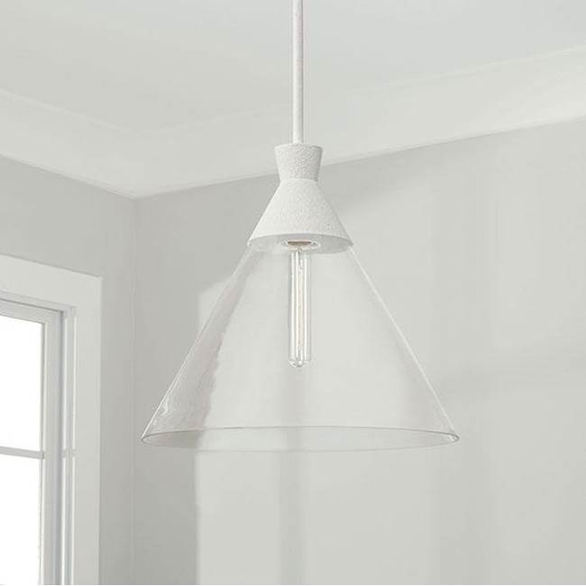 Capital Lighting 350311XW Textured White 15''w X 14''h 1-light Pendant In Textured White With Clear Glass Image 2