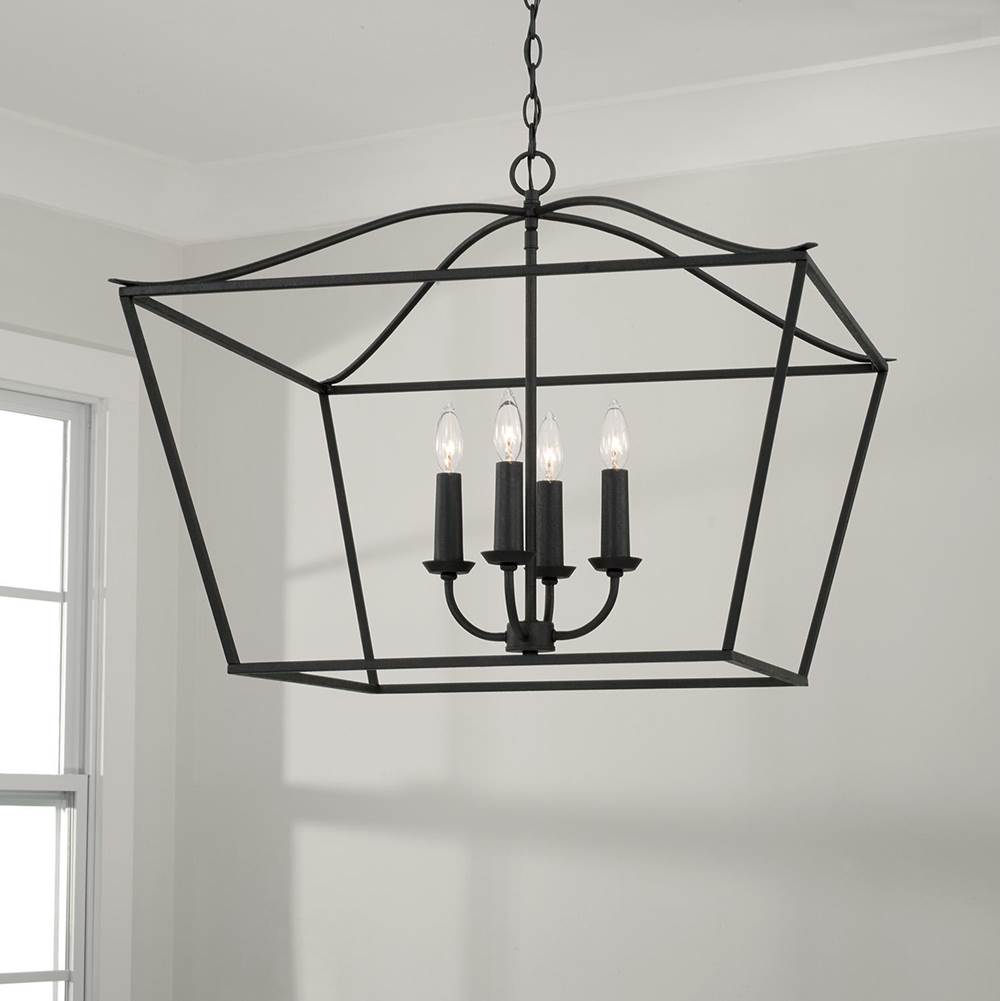 Capital Lighting Grady 38.50''w X 22''h 4-light Foyer Pendant Lantern In Black Iron