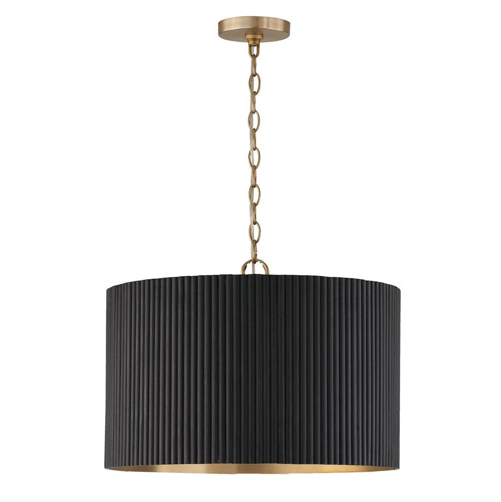 Capital Lighting 350741KR Black Stain,Matte Brass 19.75''w X 14.50''h 3-light Pendant In Matte Brass And Handcrafted Mango Wood In Black Stain Image 1