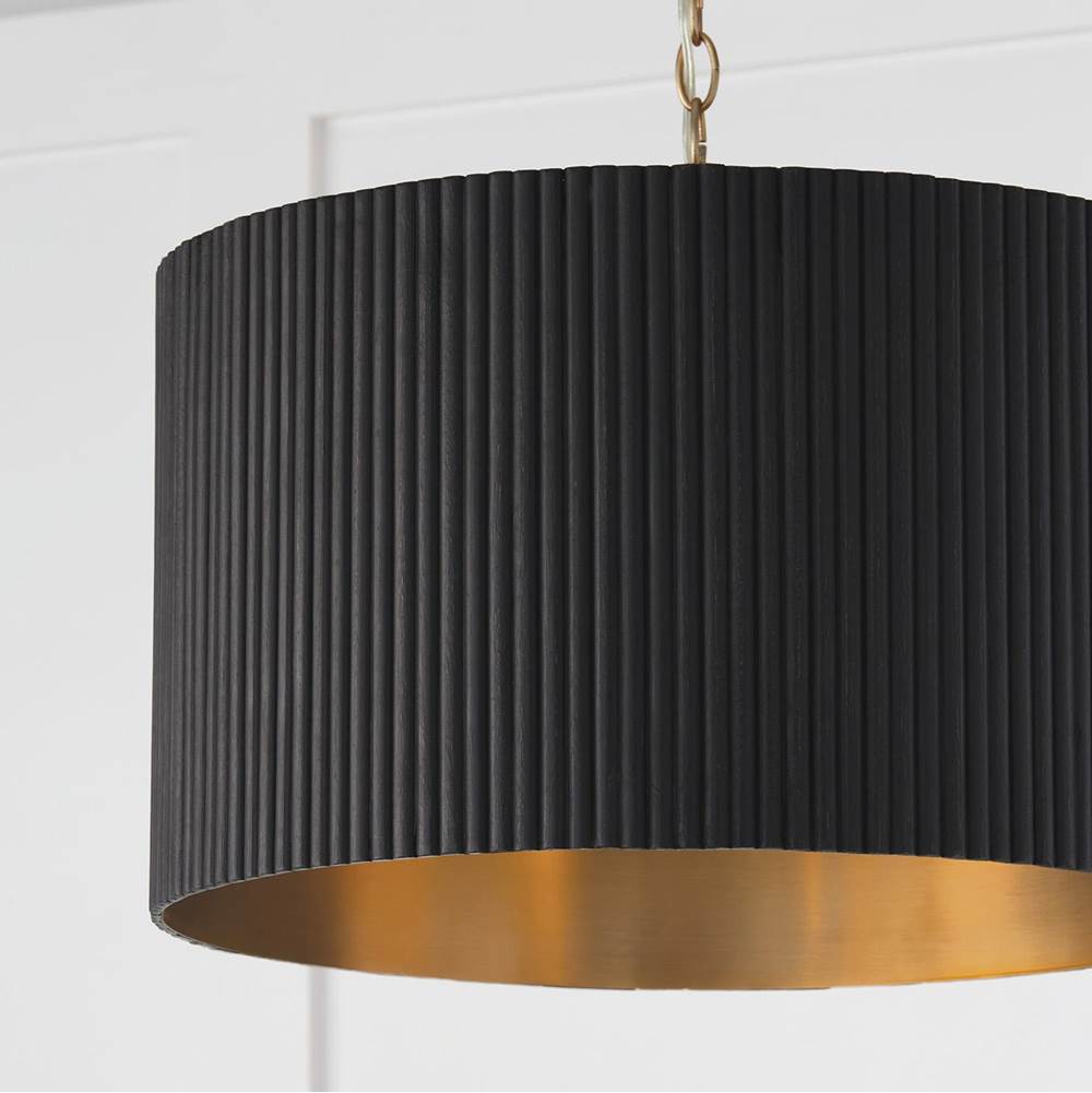 Capital Lighting 350741KR Black Stain,Matte Brass 19.75''w X 14.50''h 3-light Pendant In Matte Brass And Handcrafted Mango Wood In Black Stain Image 3