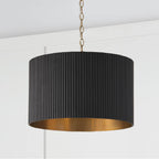 Capital Lighting Donovan 19.75''w X 14.50''h 3-light Pendant In Matte Brass And Handcrafted Mango Wood In Black Stain