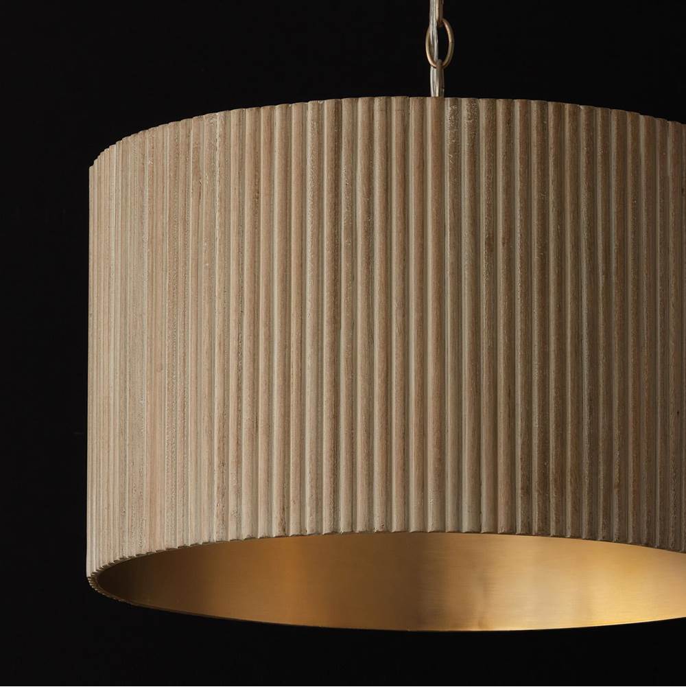 Capital Lighting 350741WS White Wash,Matte Brass 19.75''w X 14.50''h 3-light Pendant In Matte Brass And Handcrafted Mango Wood In White Wash Image 5