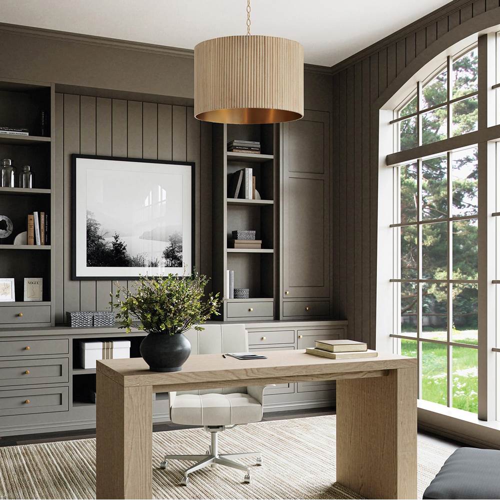 Capital Lighting Donovan 19.75''w X 14.50''h 3-light Pendant In Matte Brass And Handcrafted Mango Wood In Black Stain