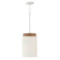 Capital Lighting 350911LT Light Wood,White 9.25''w X 14.75''h 1-light Cylindrical Pendant In White With Mango Wood And Soft White Glass Image 1