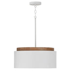 Capital Lighting 350912LT Light Wood,White 18''w X 8.75''h 1-light Drum Pendant In White With Mango Wood And Matte White Metal Shade With Soft White Glass Globe Image 1