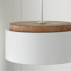 Capital Lighting 350912LT Light Wood,White 18''w X 8.75''h 1-light Drum Pendant In White With Mango Wood And Matte White Metal Shade With Soft White Glass Globe Image 5
