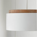 Capital Lighting 350912LT Light Wood,White 18''w X 8.75''h 1-light Drum Pendant In White With Mango Wood And Matte White Metal Shade With Soft White Glass Globe Image 4