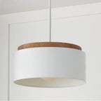 Capital Lighting 350912LT Light Wood,White 18''w X 8.75''h 1-light Drum Pendant In White With Mango Wood And Matte White Metal Shade With Soft White Glass Globe Image 6