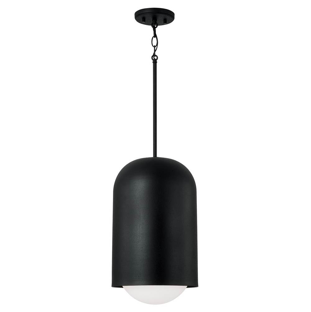 Capital Lighting 351612BI Black Iron 10.25''w X 18''h 1-light Capsule Arch Pendant In Black Iron With Soft White Glass Image 1