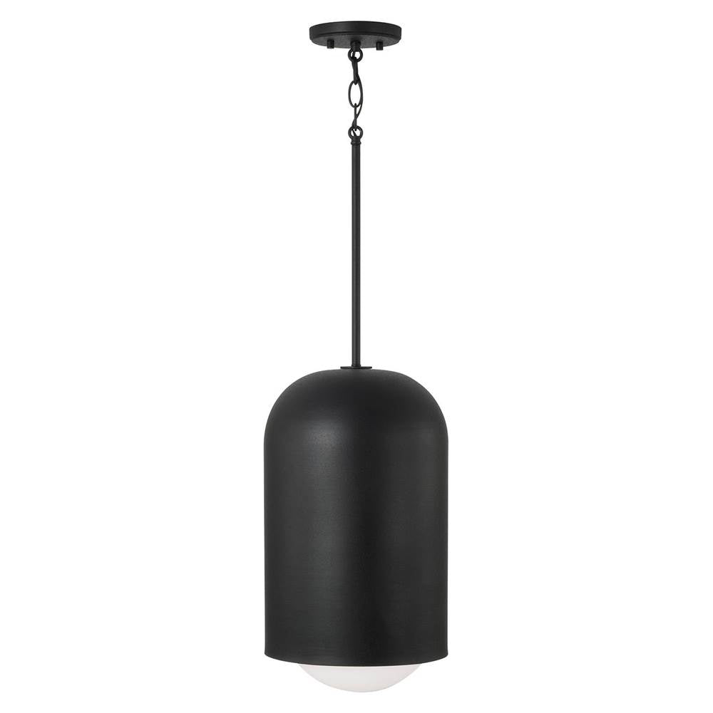 Capital Lighting 351612BI Black Iron 10.25''w X 18''h 1-light Capsule Arch Pendant In Black Iron With Soft White Glass Image 4