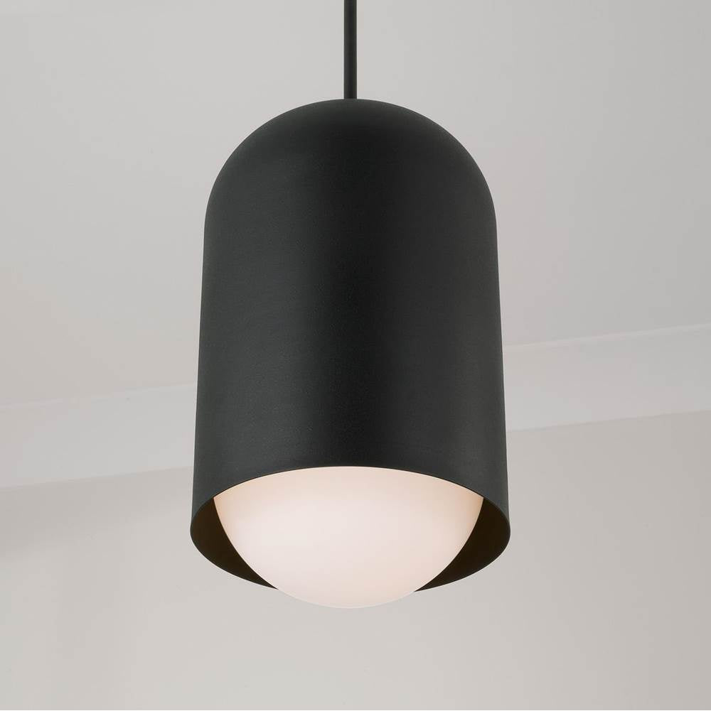 Capital Lighting 351612BI Black Iron 10.25''w X 18''h 1-light Capsule Arch Pendant In Black Iron With Soft White Glass Image 5