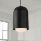 Capital Lighting 351612BI Black Iron 10.25''w X 18''h 1-light Capsule Arch Pendant In Black Iron With Soft White Glass Image 3