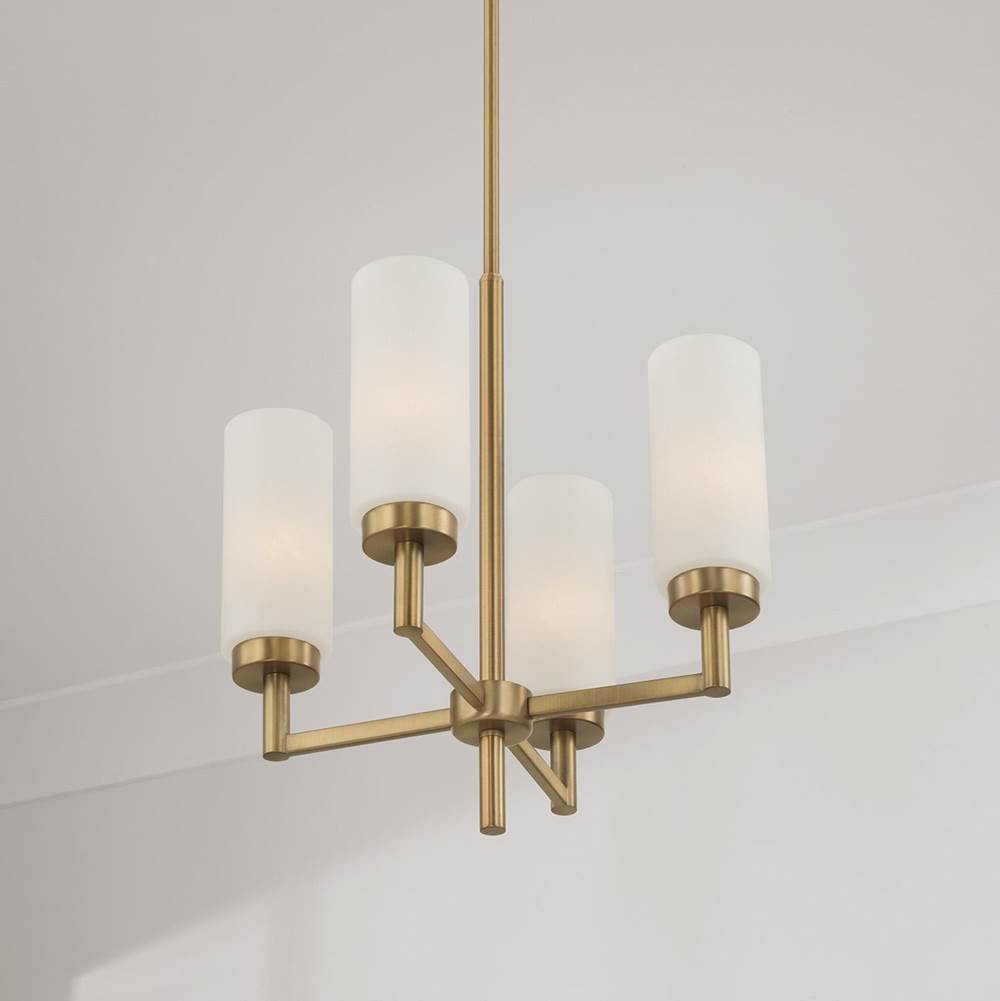Capital Lighting 351741AD Aged Brass 16.25''w X 17.25''h 4-light Cylindrical Chandelier Pendant In Aged Brass With Faux Alabaster Glass Image 7
