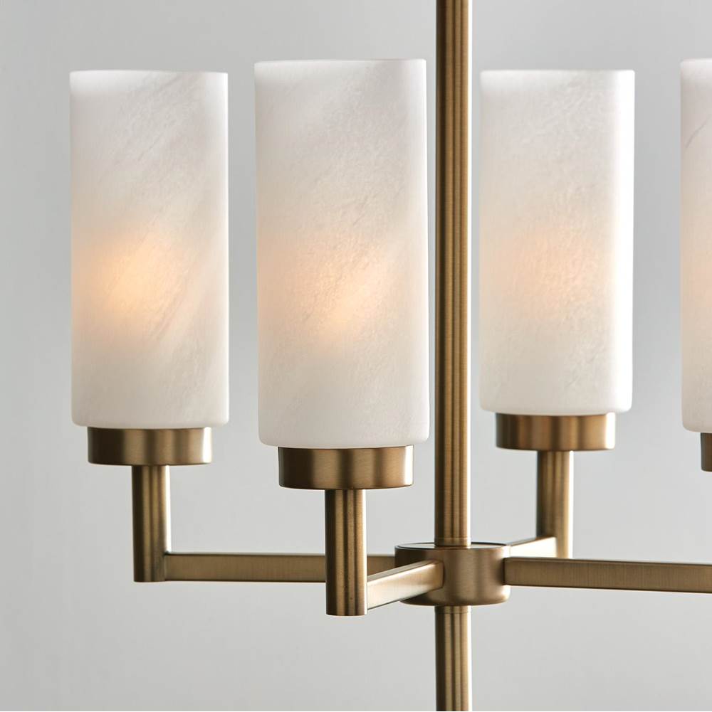 Capital Lighting 351741AD Aged Brass 16.25''w X 17.25''h 4-light Cylindrical Chandelier Pendant In Aged Brass With Faux Alabaster Glass Image 9