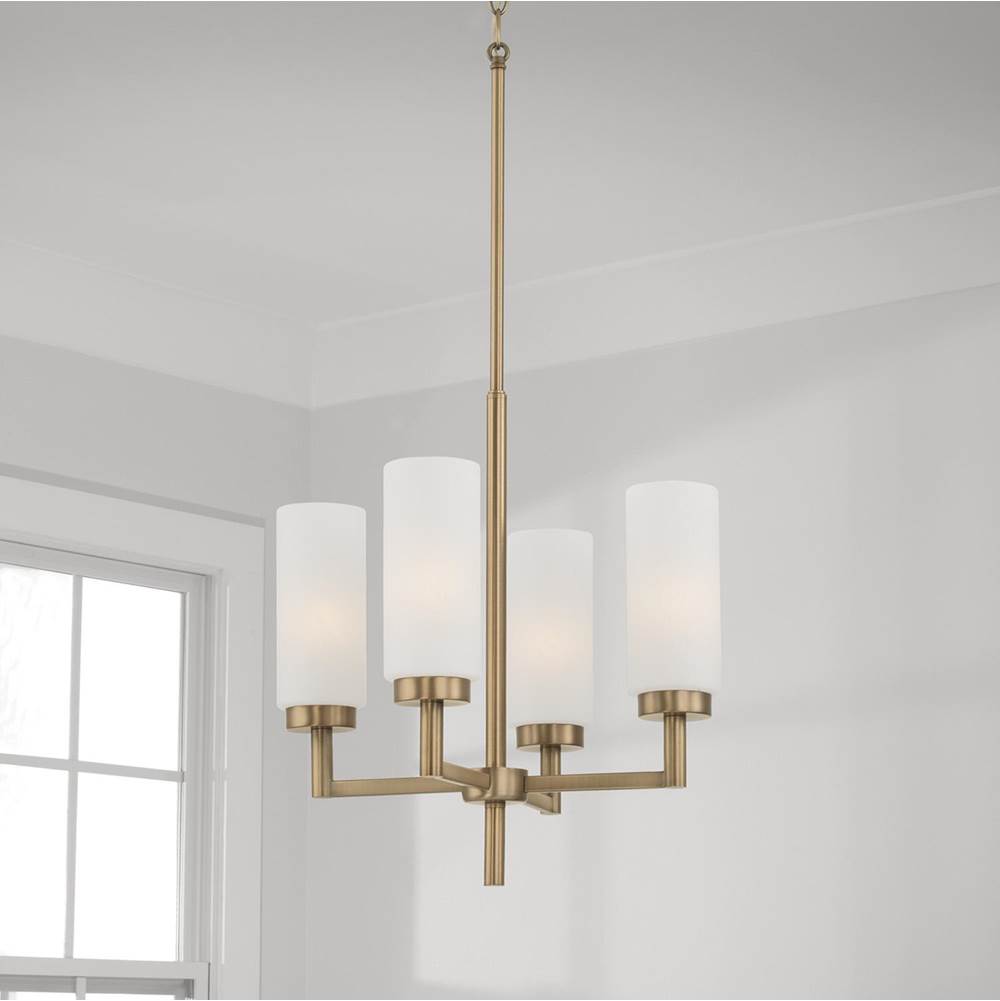 Capital Lighting 351741AD Aged Brass 16.25''w X 17.25''h 4-light Cylindrical Chandelier Pendant In Aged Brass With Faux Alabaster Glass Image 4