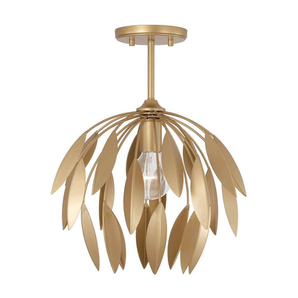 Capital Lighting 351811GF Buffed Gold 14''w X 12.25''h 1-light Botanical Semi-flush Pendant In Buffed Gold Image 1