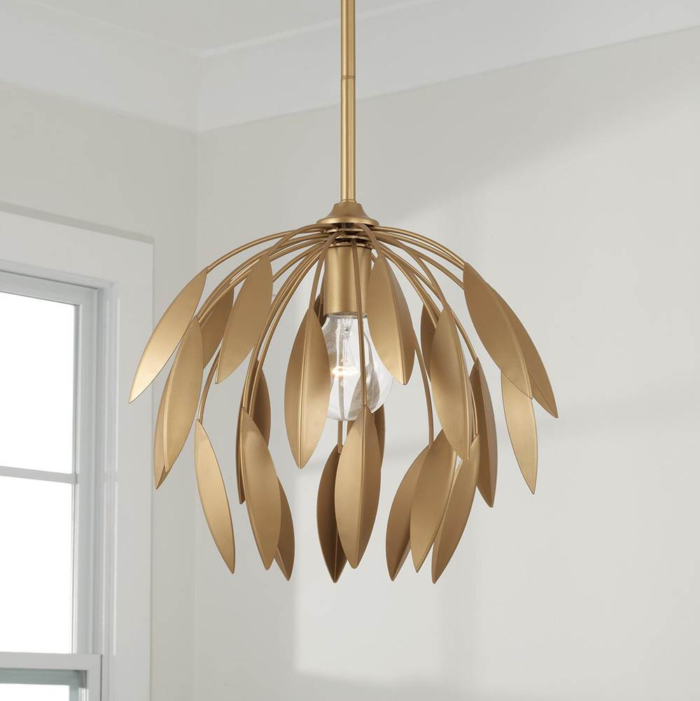 Capital Lighting Margeaux 14''w X 12.25''h 1-light Botanical Semi-flush Pendant In Buffed Gold