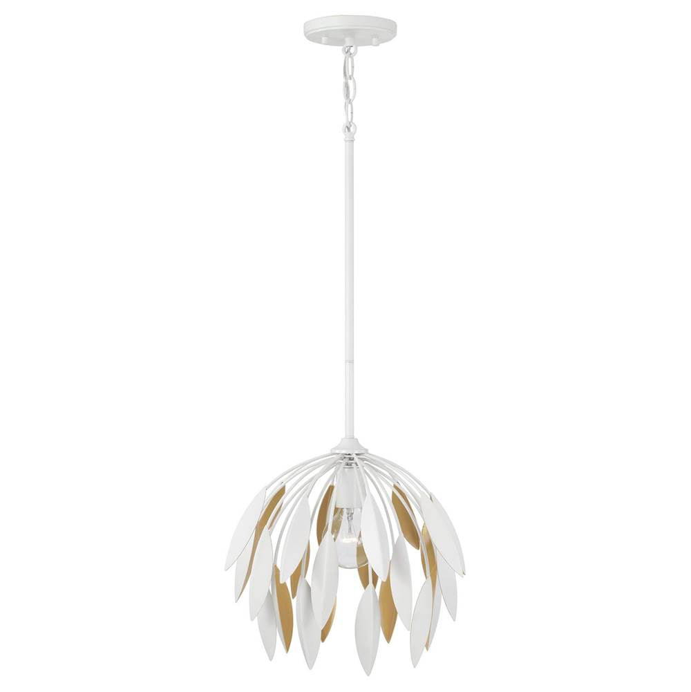 Capital Lighting 351811WE Matte White 14''w X 12.25''h 1-light Botanical Semi-flush Pendant In Matte White And Buffed Gold Image 5