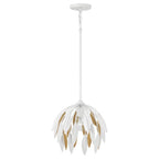 Capital Lighting 351811WE Matte White 14''w X 12.25''h 1-light Botanical Semi-flush Pendant In Matte White And Buffed Gold Image 5