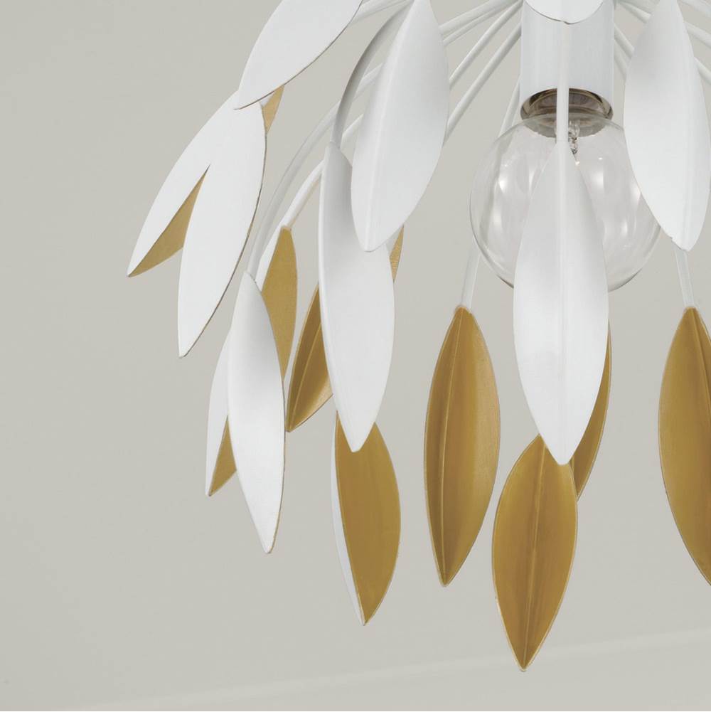 Capital Lighting 351811WE Matte White 14''w X 12.25''h 1-light Botanical Semi-flush Pendant In Matte White And Buffed Gold Image 3