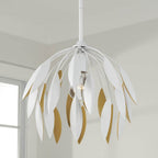 Capital Lighting 351811WE Matte White 14''w X 12.25''h 1-light Botanical Semi-flush Pendant In Matte White And Buffed Gold Image 4