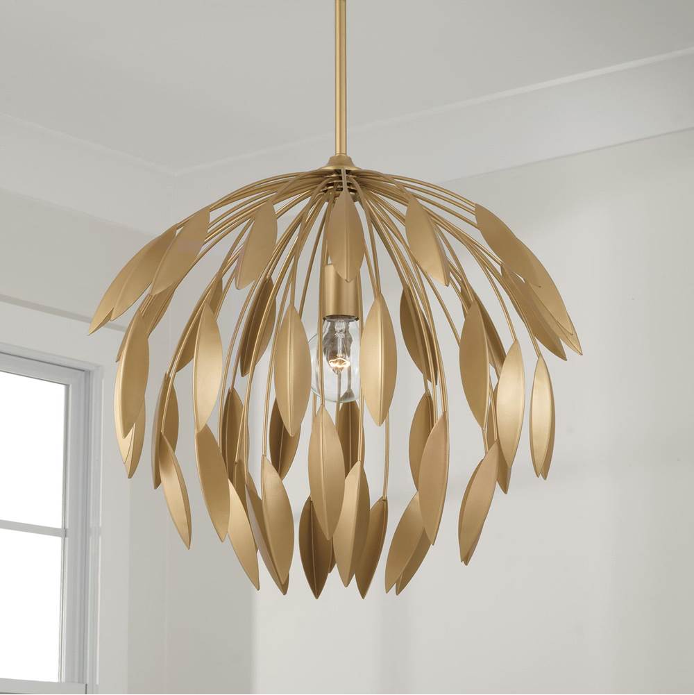 Capital Lighting Margeaux 20''w X 18''h 1-light Botanical Pendant In Buffed Gold