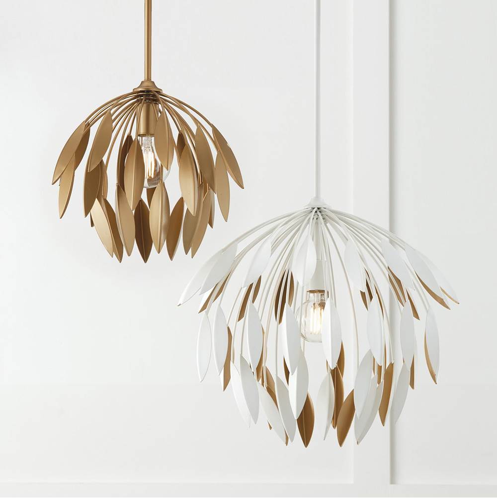 Capital Lighting 351812WE Matte White 20''w X 18''h 1-light Botanical Pendant In Matte White And Buffed Gold Image 6