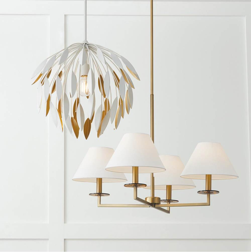 Capital Lighting 351812WE Matte White 20''w X 18''h 1-light Botanical Pendant In Matte White And Buffed Gold Image 8