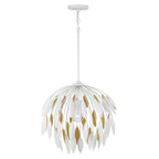 Capital Lighting 351812WE Matte White 20''w X 18''h 1-light Botanical Pendant In Matte White And Buffed Gold Image 3