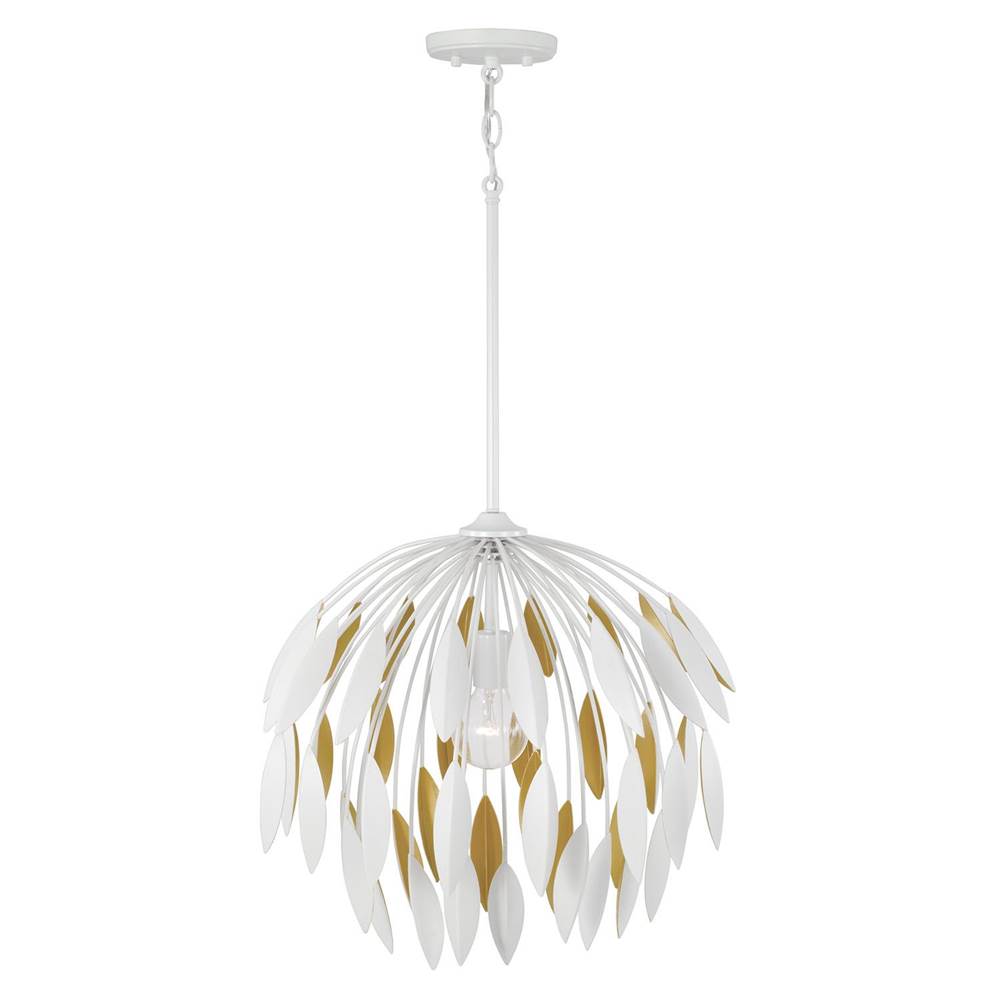 Capital Lighting 351812WE Matte White 20''w X 18''h 1-light Botanical Pendant In Matte White And Buffed Gold Image 3
