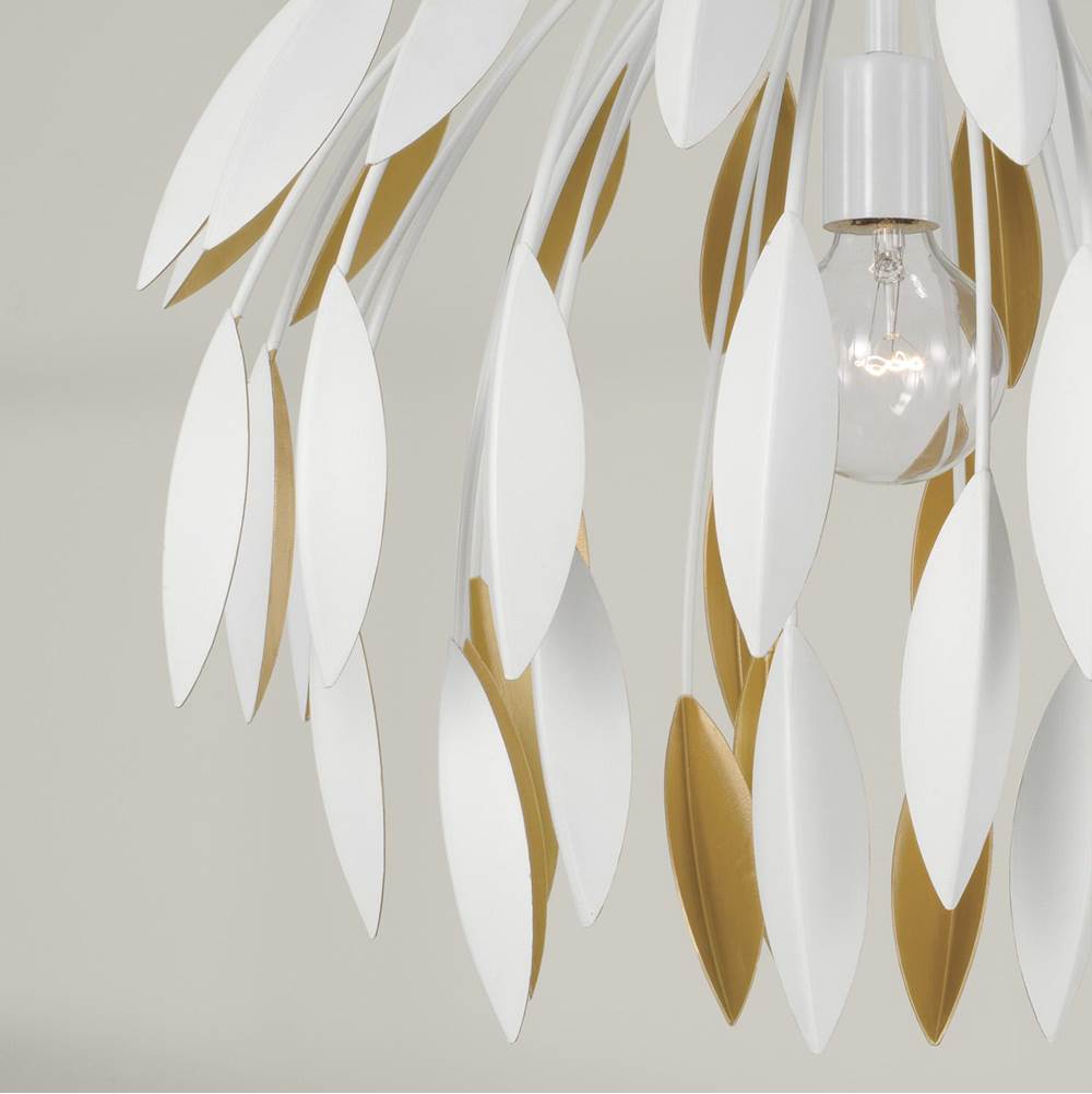 Capital Lighting 351812WE Matte White 20''w X 18''h 1-light Botanical Pendant In Matte White And Buffed Gold Image 4