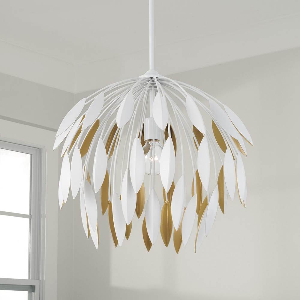 Capital Lighting 351812WE Matte White 20''w X 18''h 1-light Botanical Pendant In Matte White And Buffed Gold Image 5