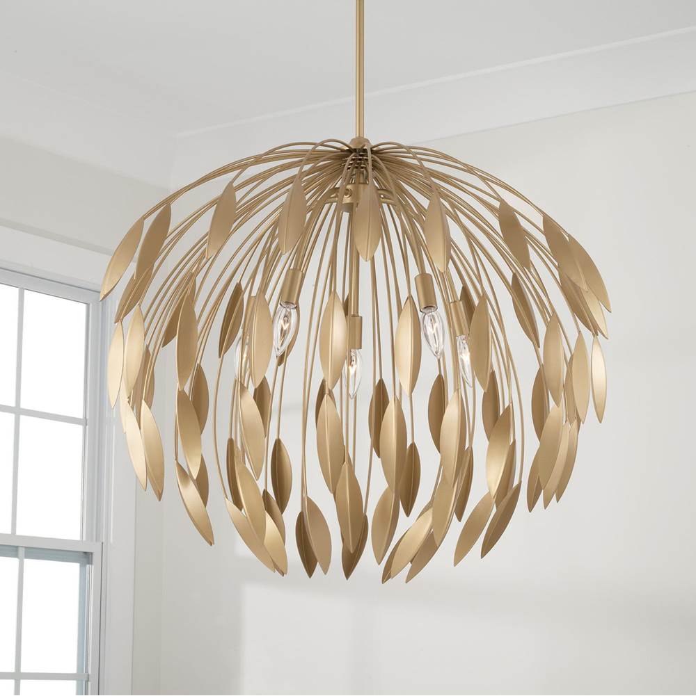 Capital Lighting Margeaux 28''w X 25.5''h 5-light Botanical Pendant In Buffed Gold