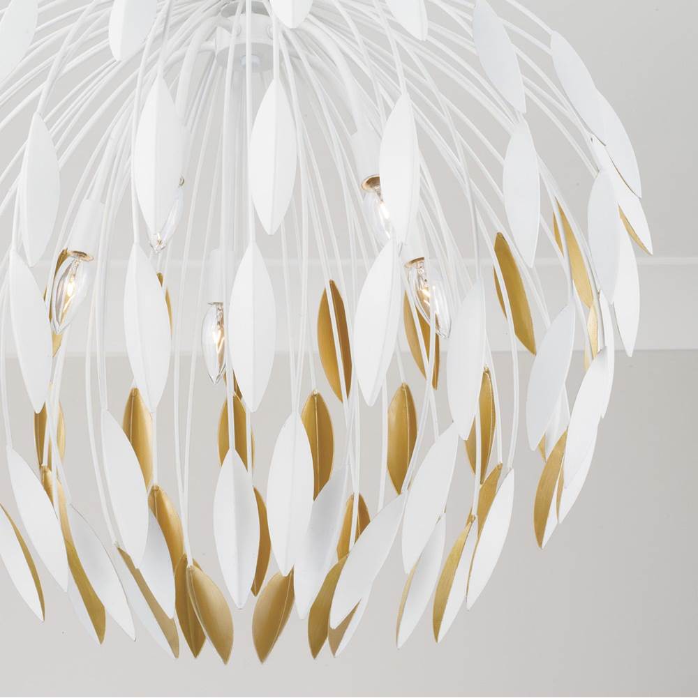 Capital Lighting 351851WE Matte White 28''w X 25.5''h 5-light Botanical Pendant In Matte White And Buffed Gold Image 3