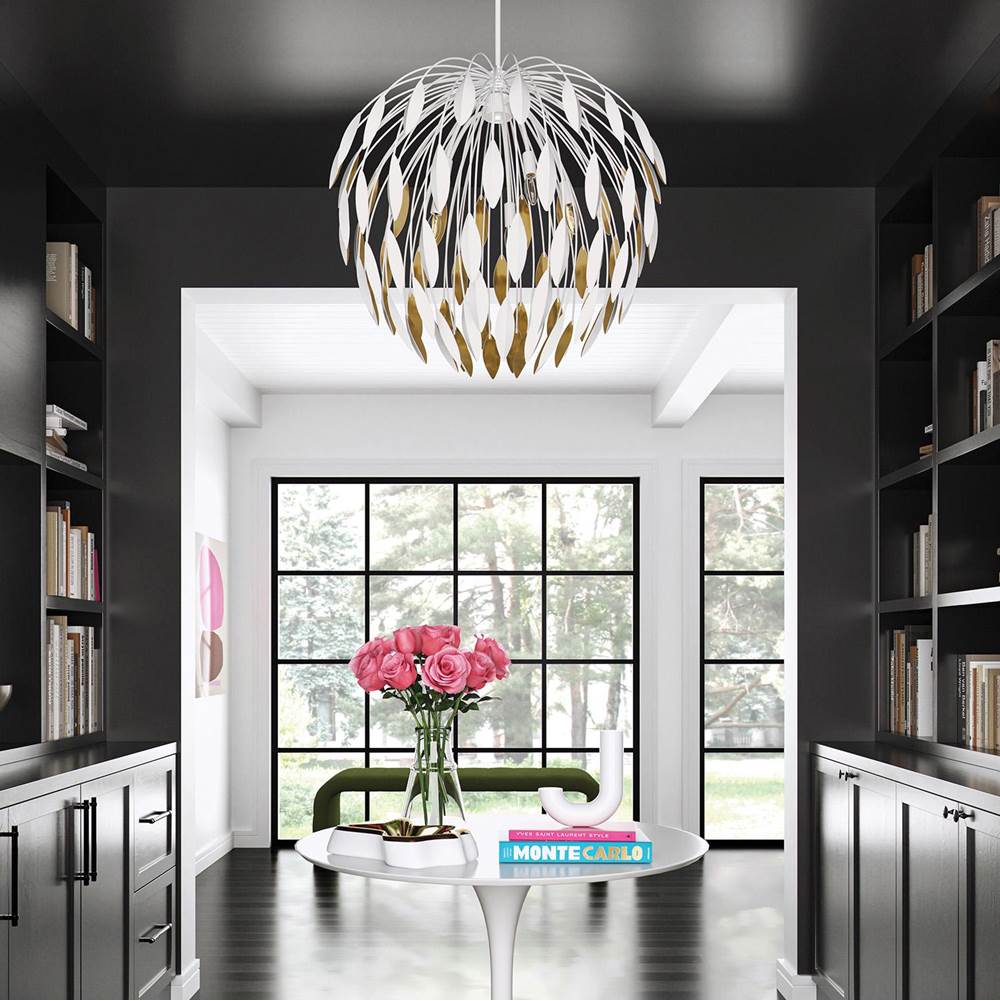 Capital Lighting Margeaux 28''w X 25.5''h 5-light Botanical Pendant In Buffed Gold