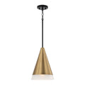 Capital Lighting 351911AB Aged Brass,Black 9.75''w X 13.50''h 1-light Cone Pendant In Black With Aged Brass And Soft White Glass Shade Image 1
