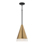 Capital Lighting 351911AB Aged Brass,Black 9.75''w X 13.50''h 1-light Cone Pendant In Black With Aged Brass And Soft White Glass Shade Image 1