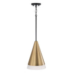 Capital Lighting 351911AB Aged Brass,Black 9.75''w X 13.50''h 1-light Cone Pendant In Black With Aged Brass And Soft White Glass Shade Image 3