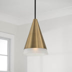 Capital Lighting 351911AB Aged Brass,Black 9.75''w X 13.50''h 1-light Cone Pendant In Black With Aged Brass And Soft White Glass Shade Image 6