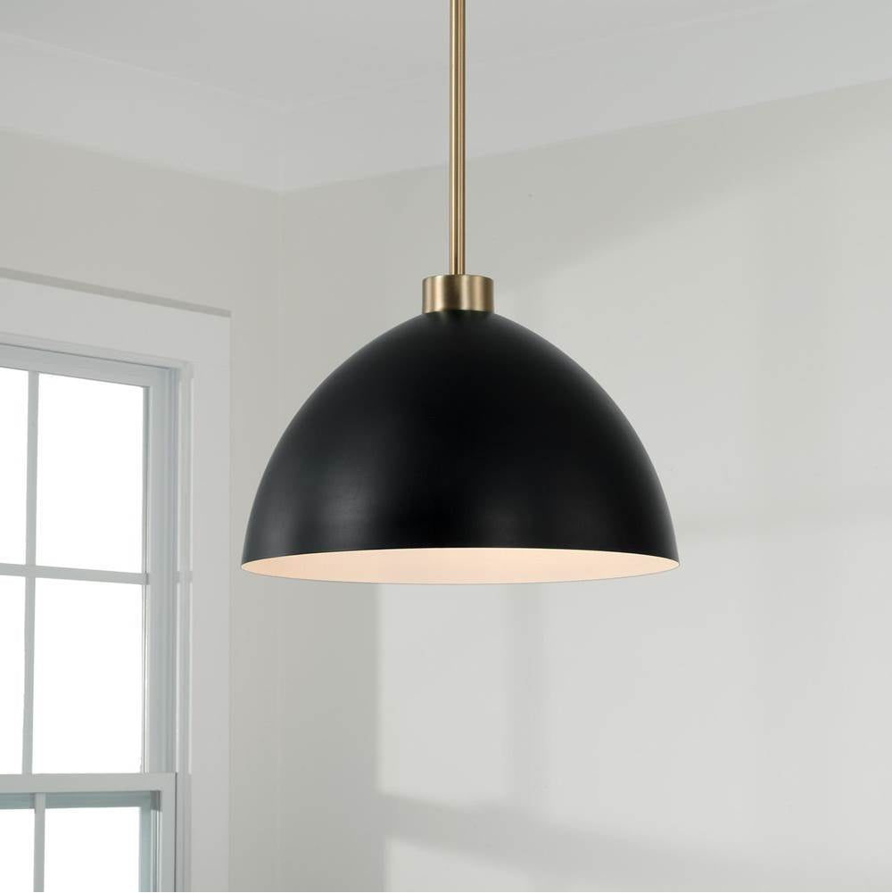 Capital Lighting Ross 13''w X 8.75''h 1-light Pendant In Aged Brass And Black