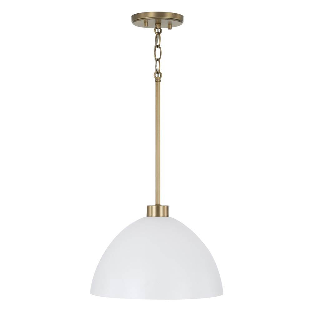 Capital Lighting 352011AW Aged Brass,White 13''w X 8.75''h 1-light Pendant In Aged Brass And White Image 3