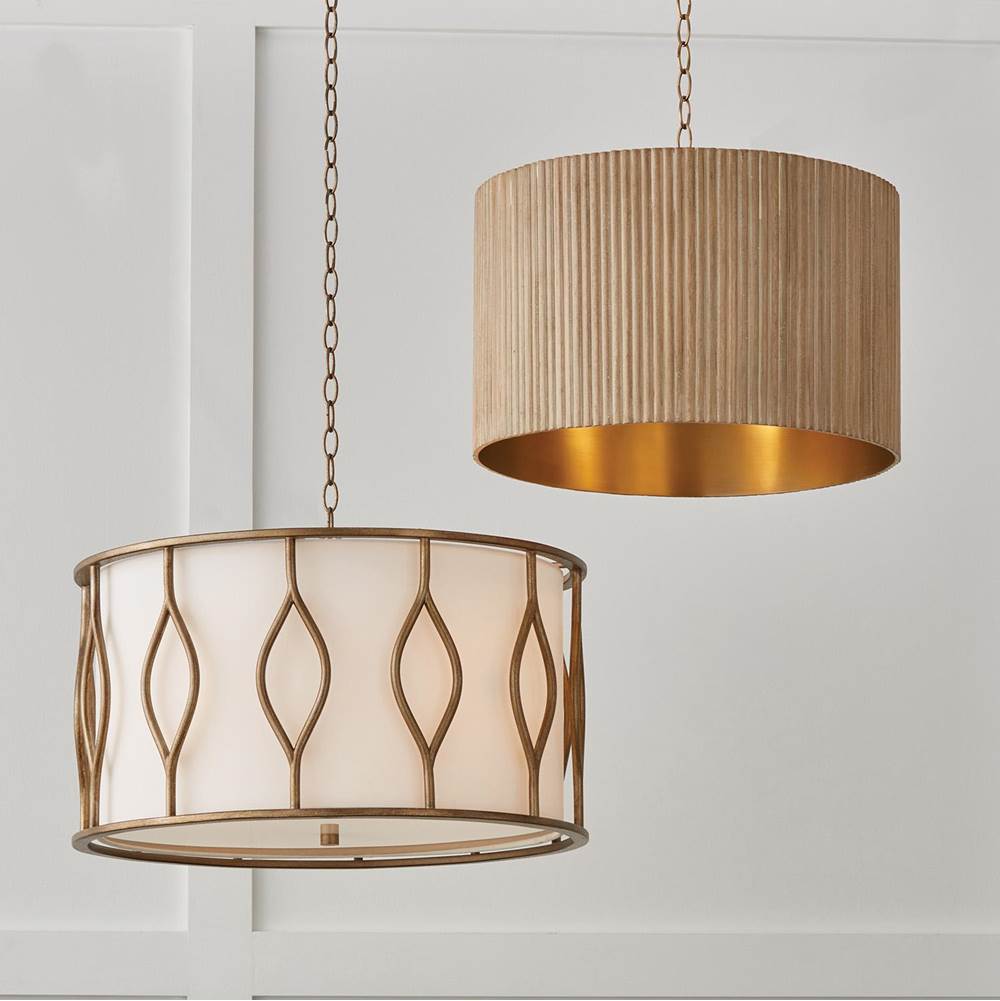 Capital Lighting 350741WS White Wash,Matte Brass 19.75''w X 14.50''h 3-light Pendant In Matte Brass And Handcrafted Mango Wood In White Wash Image 4
