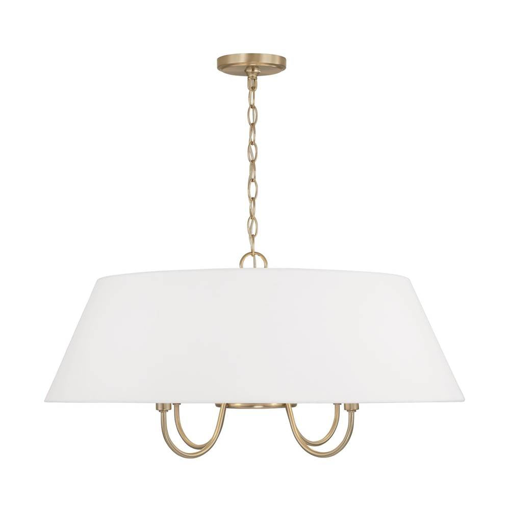 Capital Lighting 352741MA Matte Brass 28.50''w X 14.25''h 4-light Pendant In Matte Brass With White Fabric Shade Image 1