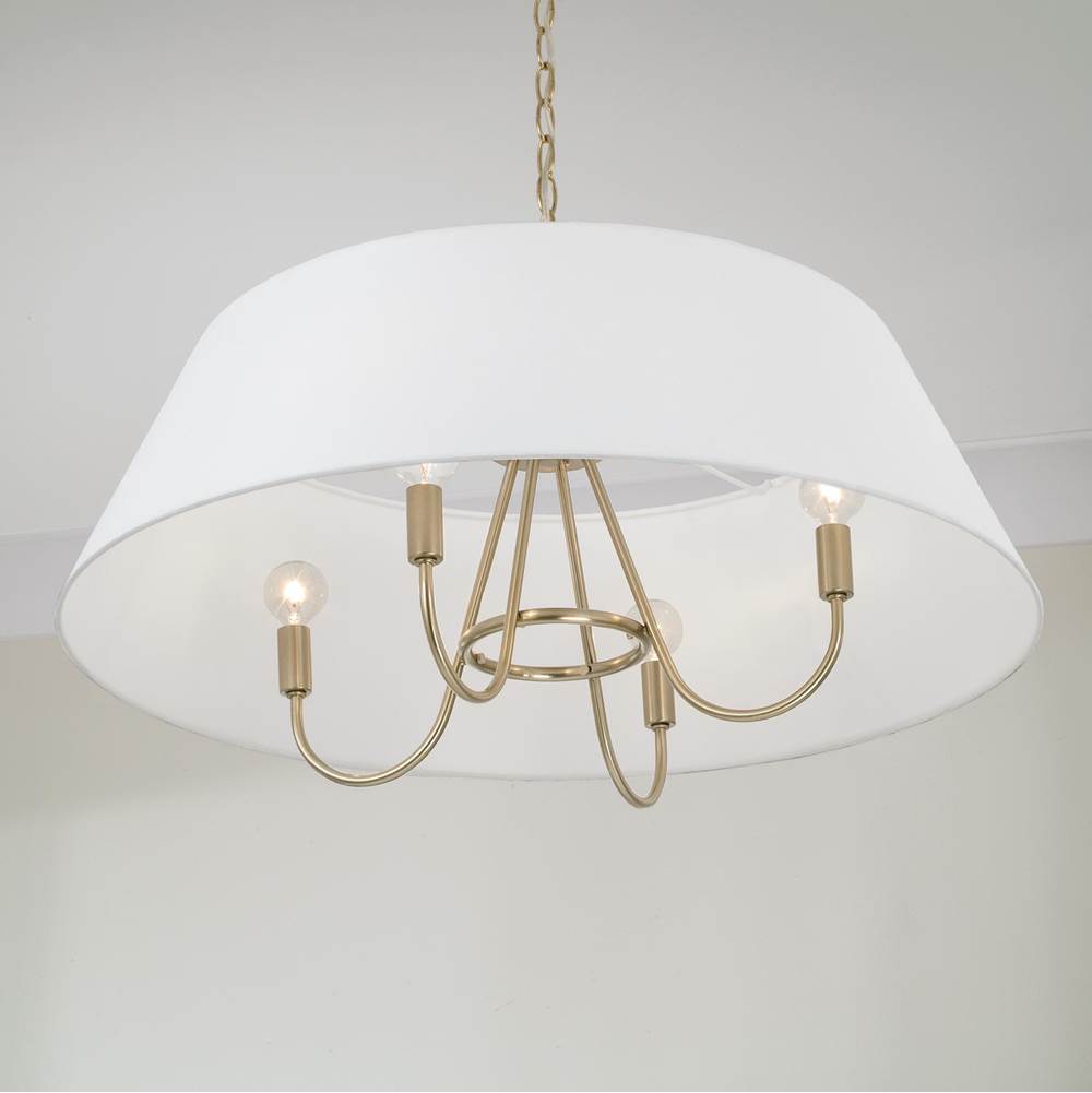 Capital Lighting 352741MA Matte Brass 28.50''w X 14.25''h 4-light Pendant In Matte Brass With White Fabric Shade Image 3