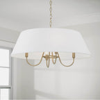 Capital Lighting Julia 28.50''w X 14.25''h 4-light Pendant In Matte Brass With White Fabric Shade