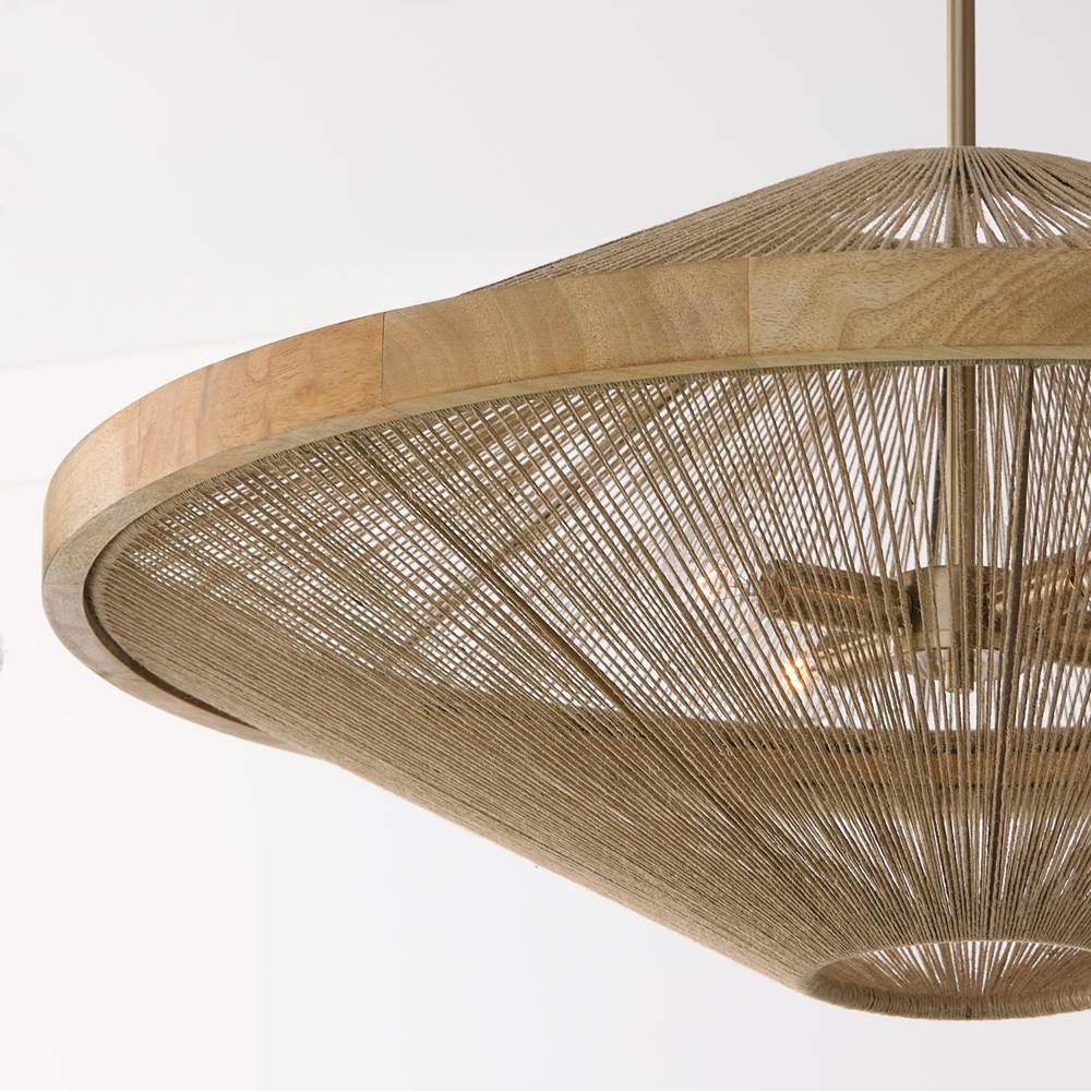 Capital Lighting 352842MA Matte Brass 31''w X 13.75''h 4-light Pendant In Matte Brass With Mango Wood And Handwrapped Natural Jute Rope String Image 5