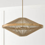 Capital Lighting Maya 31''w X 13.75''h 4-light Pendant In Matte Brass With Mango Wood And Handwrapped Natural Jute Rope String