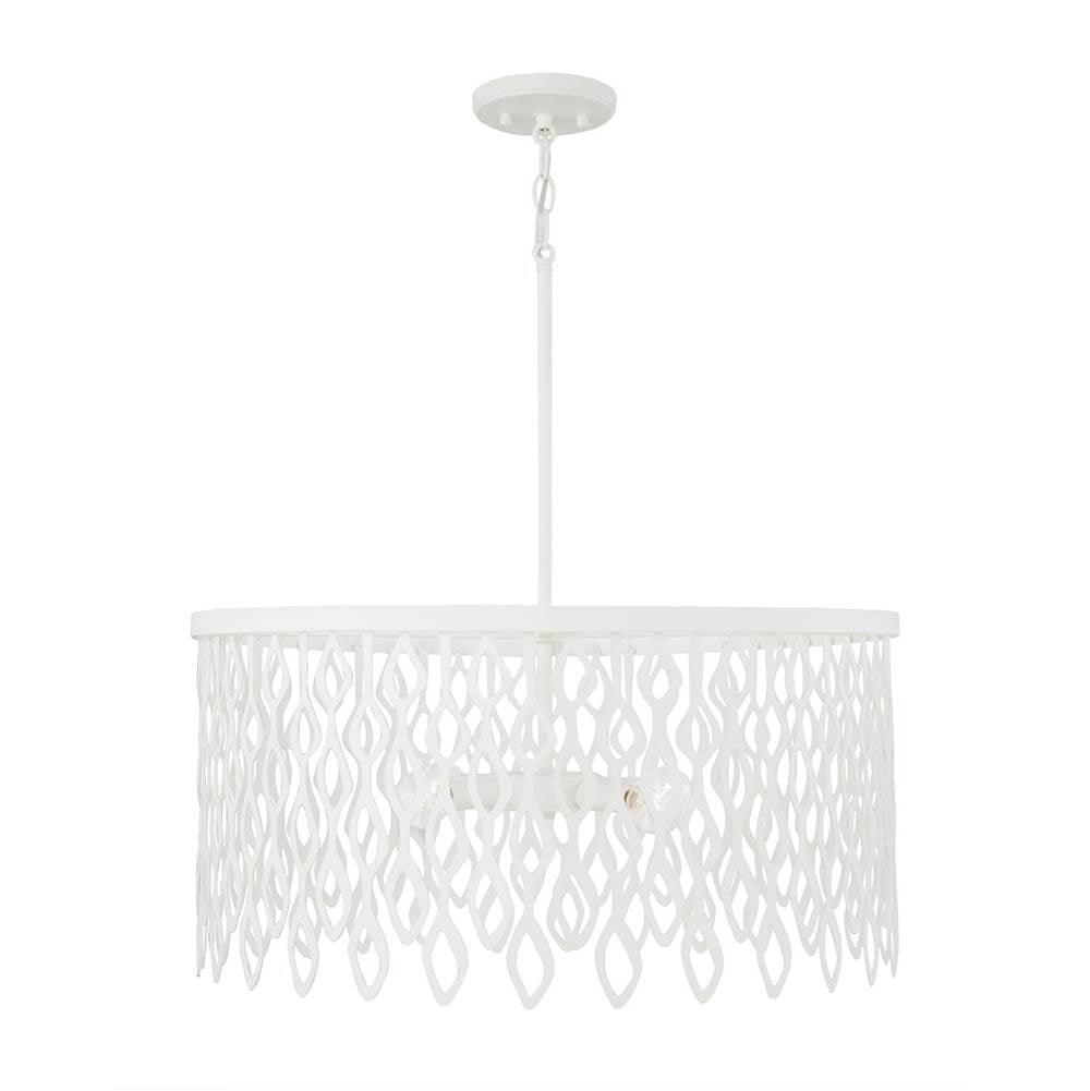 Capital Lighting 352941WE Matte White 24w X 23.5h 4-light Lasercut Metal Pendant In Matte White Modern Motif Image 1