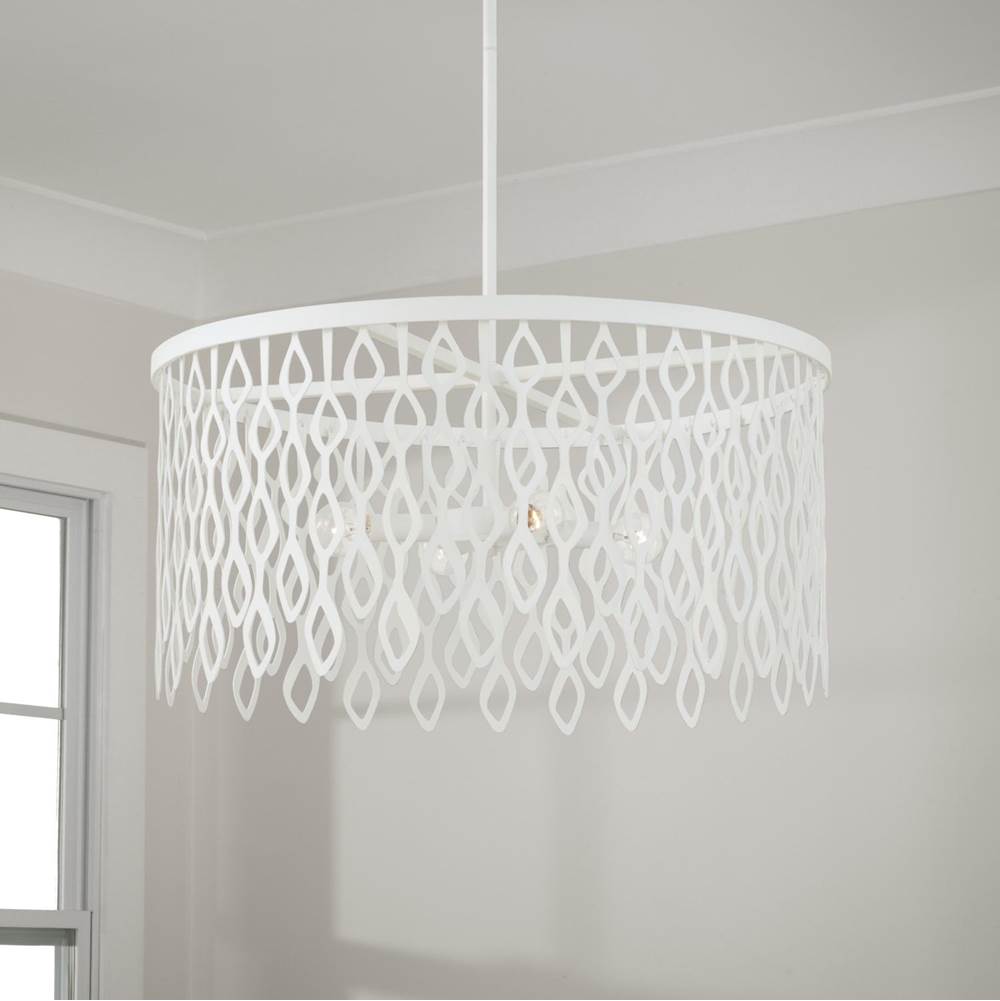 Capital Lighting 352941WE Matte White 24w X 23.5h 4-light Lasercut Metal Pendant In Matte White Modern Motif Image 3