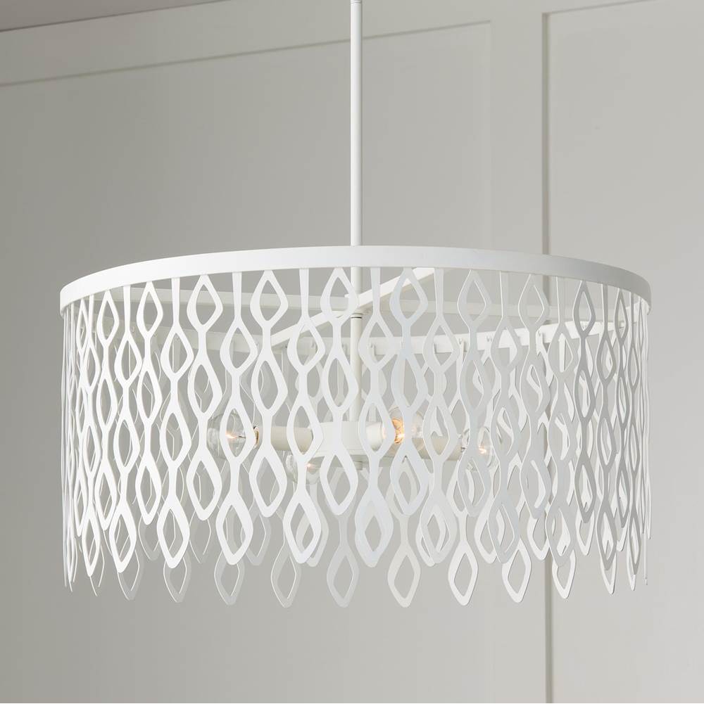 Capital Lighting Phoebe 24w X 23.5h 4-light Lasercut Metal Pendant In Matte White Modern Motif